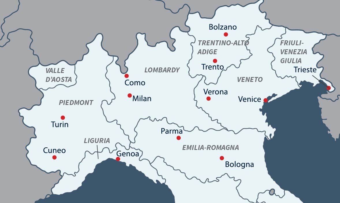 Map of Northern Italy