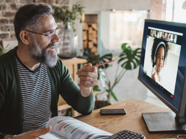 man on video call