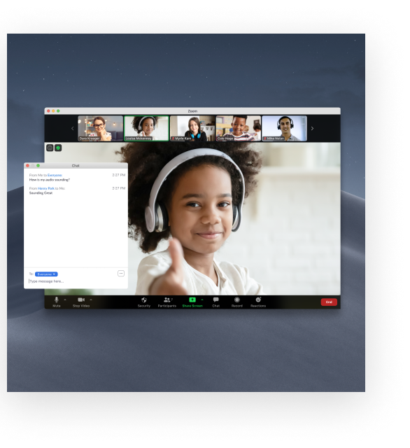 Image of Zoom video and Zoom chat