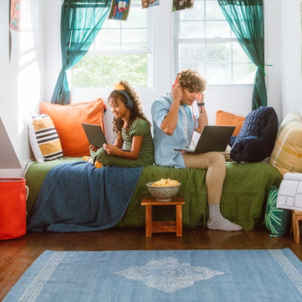 Siblings attending virtual class