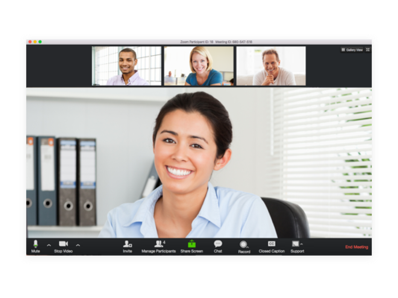 Virtual meeting smiling faces