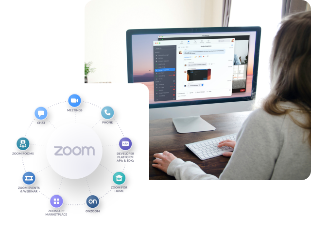 Unify Comms With Zoom person using computer